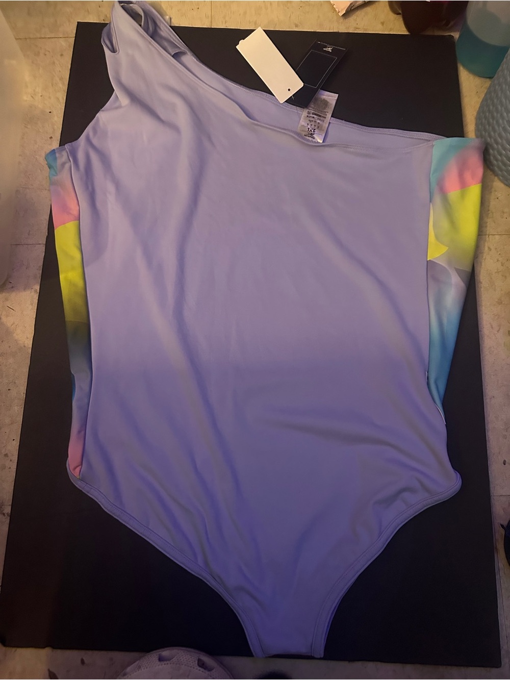 Reebok Lavender One-Shoulder One-Piece Swimsuit with Pastel Accents